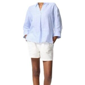 Uniqlo Blue Striped Linen Shirt Skipper Collar size XS